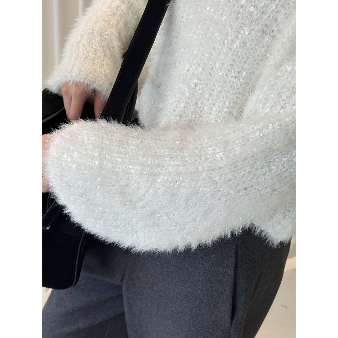 Damen Strickjacke aus Mohair-Optik mit Glitzerfäden (4)
