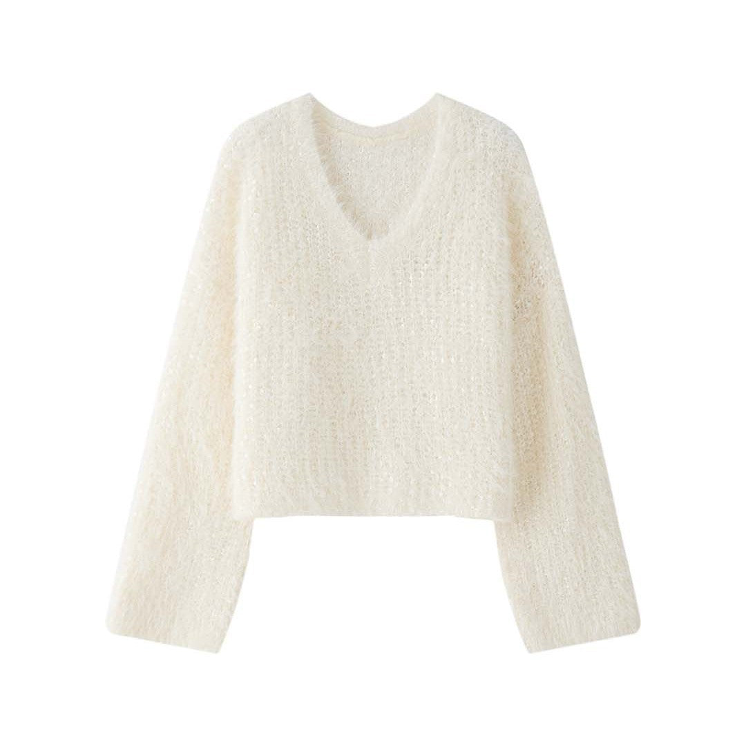 Damen Strickjacke aus Mohair-Optik mit Glitzerfäden (5)
