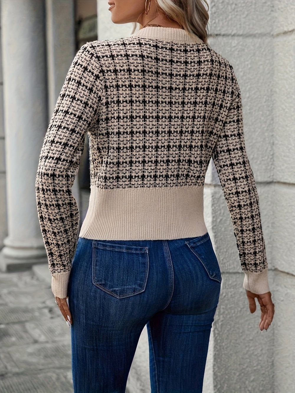 Damen Strickjacke aus Tweed für den Herbst (2)