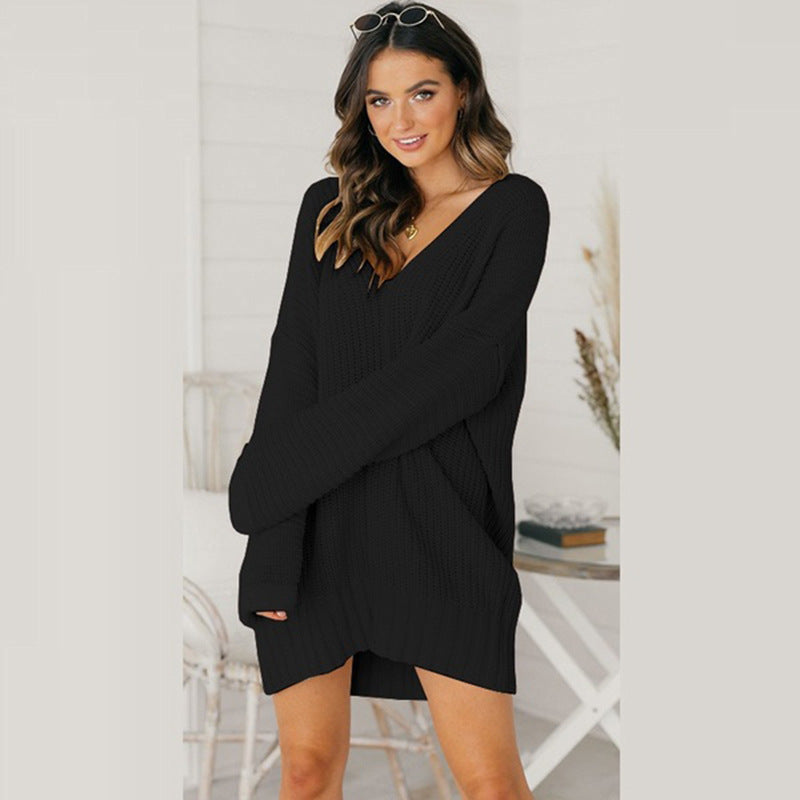 Damen Strickjacke Chunky-Knit Midi Oversized in Schwarz
