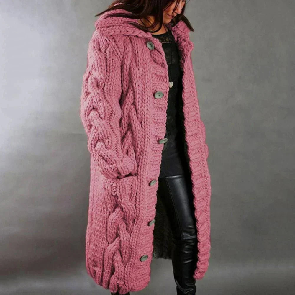 Damen Strickjacke Chunky-Knit Oversized für Herbst in Rosa