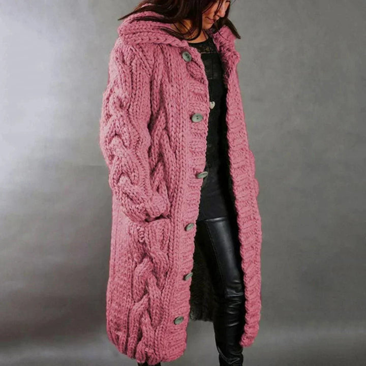 Damen Strickjacke Chunky-Knit Oversized für Herbst in Rosa