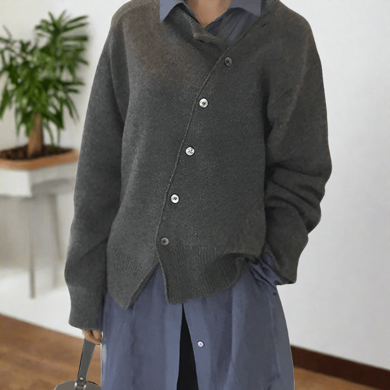 Damen Strickjacke elegant zum Schichten in Grau