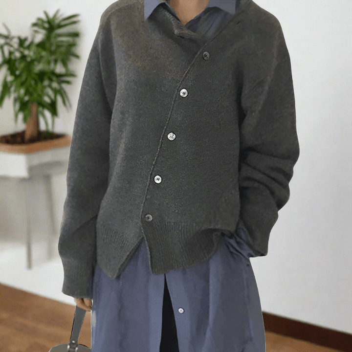 Damen Strickjacke elegant zum Schichten in Grau