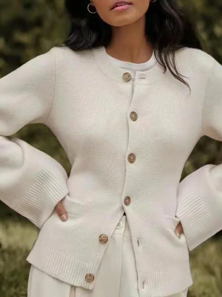Damen Strickjacke Entspannt zum Überziehen in Beige