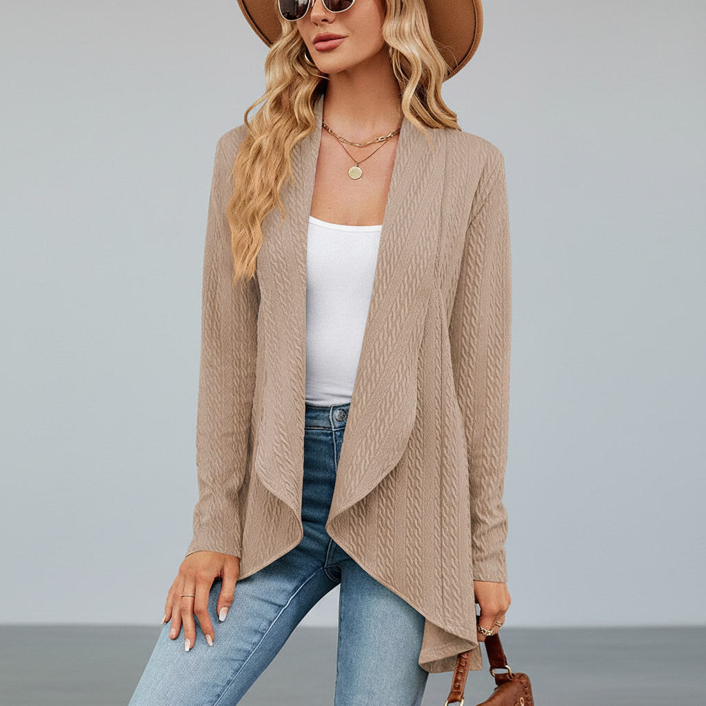 Damen Strickjacke für Alltag und Herbst in Khaki