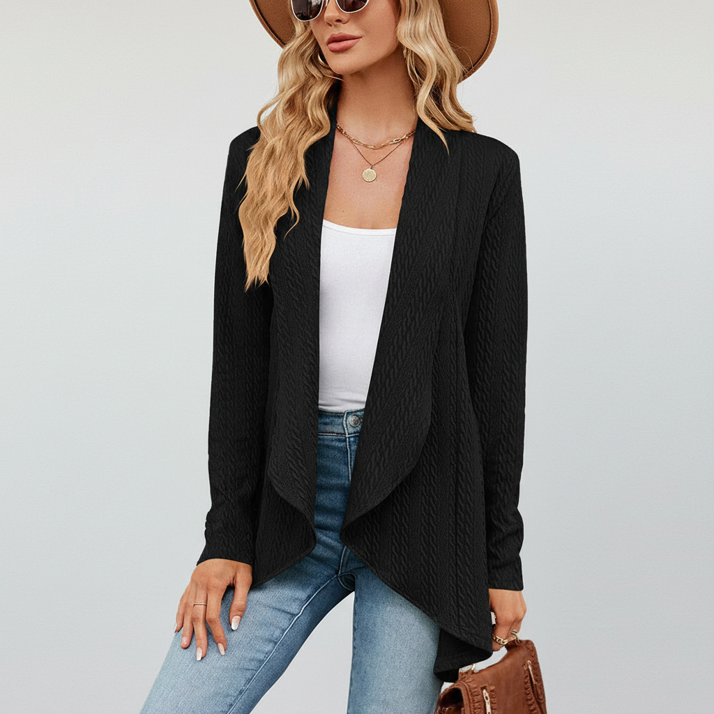 Damen Strickjacke für Alltag und Herbst in Schwarz