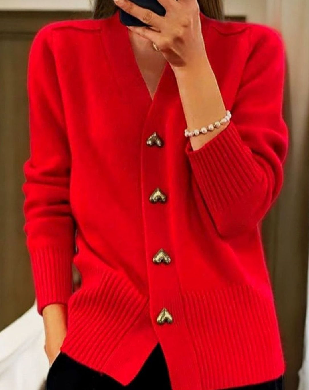 Damen Strickjacke für festliche und alltägliche Anlässe in Rot