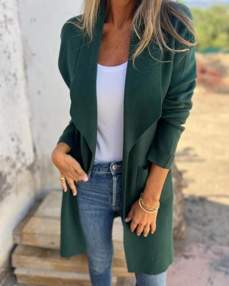 Damen Strickjacke für lässiges Schichten im Herbst in Dunkelgrün