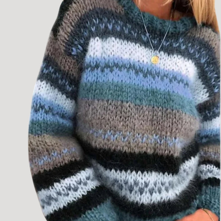 Damen Strickjacke gestreift im Übersize-Schnitt in Blau B