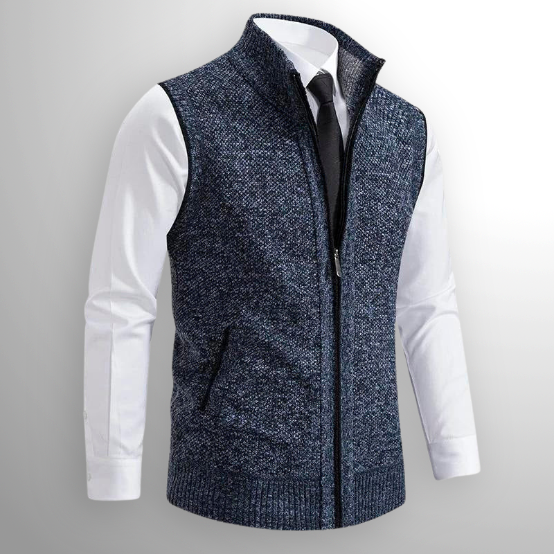 Damen Strickjacke im modernen Stil mit Reißverschluss in Blau