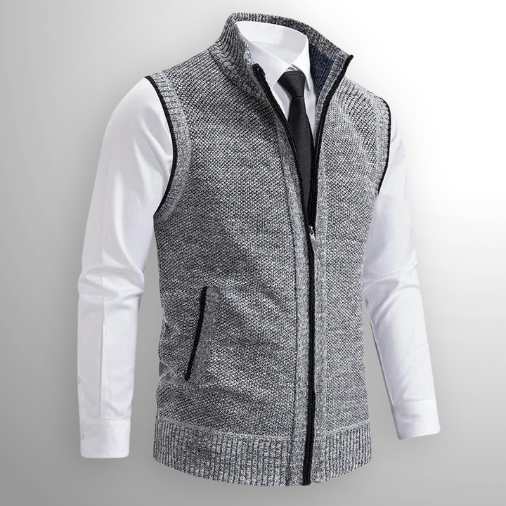 Damen Strickjacke im modernen Stil mit Reißverschluss in Grau