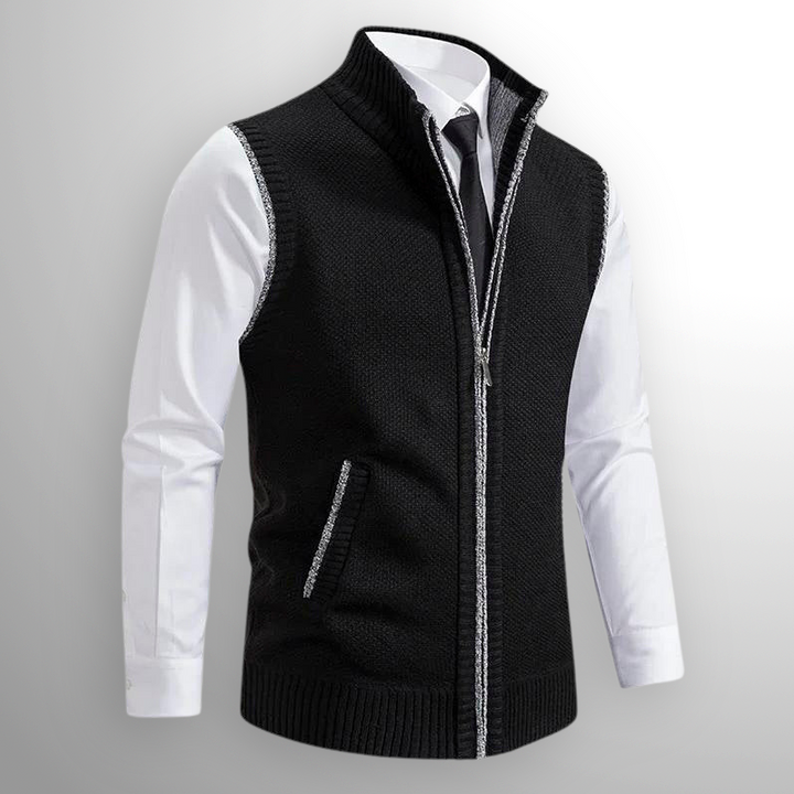 Damen Strickjacke im modernen Stil mit Reißverschluss in Schwarz