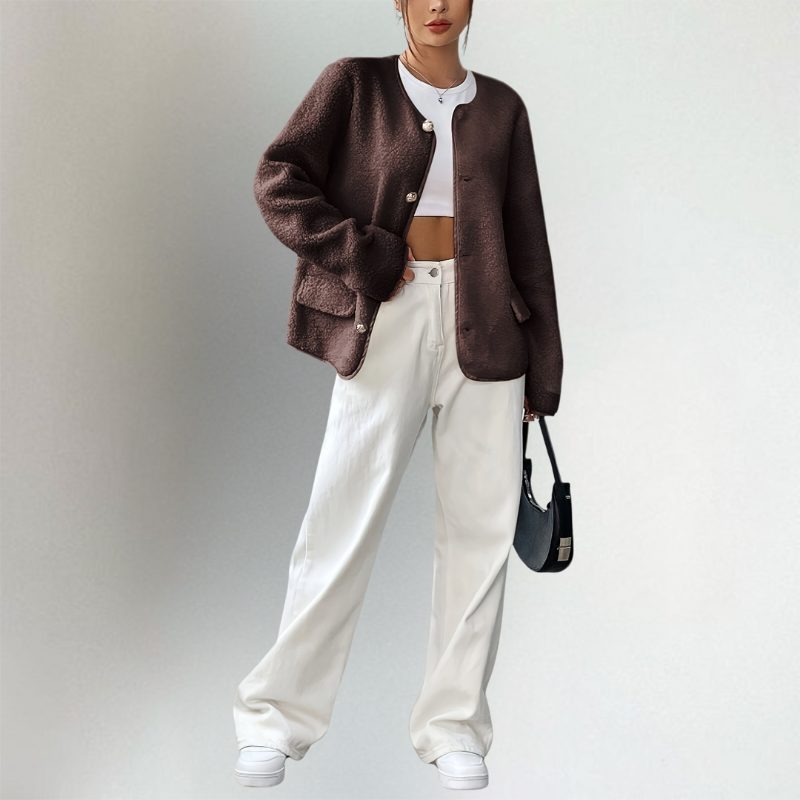 Damen Strickjacke im Oversized-Schnitt mit Knöpfen (4)
