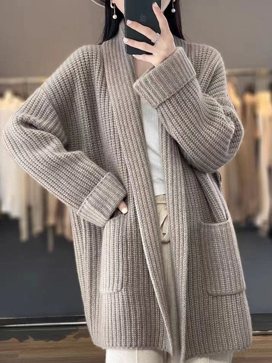 Damen Strickjacke im Oversized-Stil für Herbst in Braun