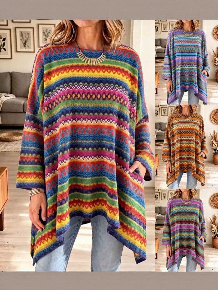 Damen Strickjacke im Poncho-Stil mit Taschen (5)