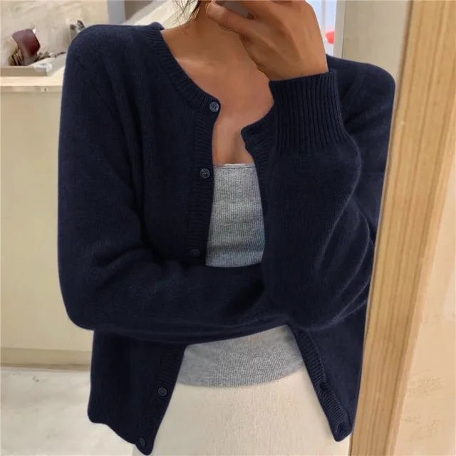 Damen Strickjacke im Relaxed-Fit zum Überziehen in Marineblau