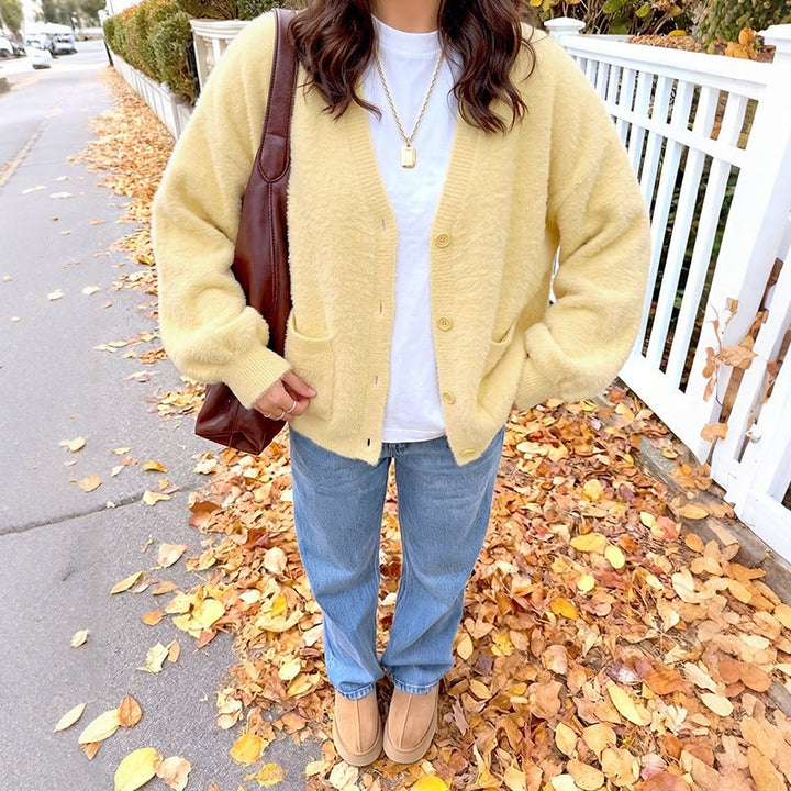 Damen Strickjacke im Teddy-Stil Oversized (3)