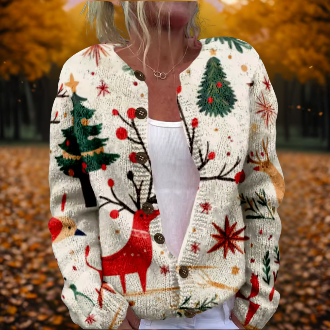 Damen Strickjacke in Herbstschattierungen zum Layern in Mehrfarbig