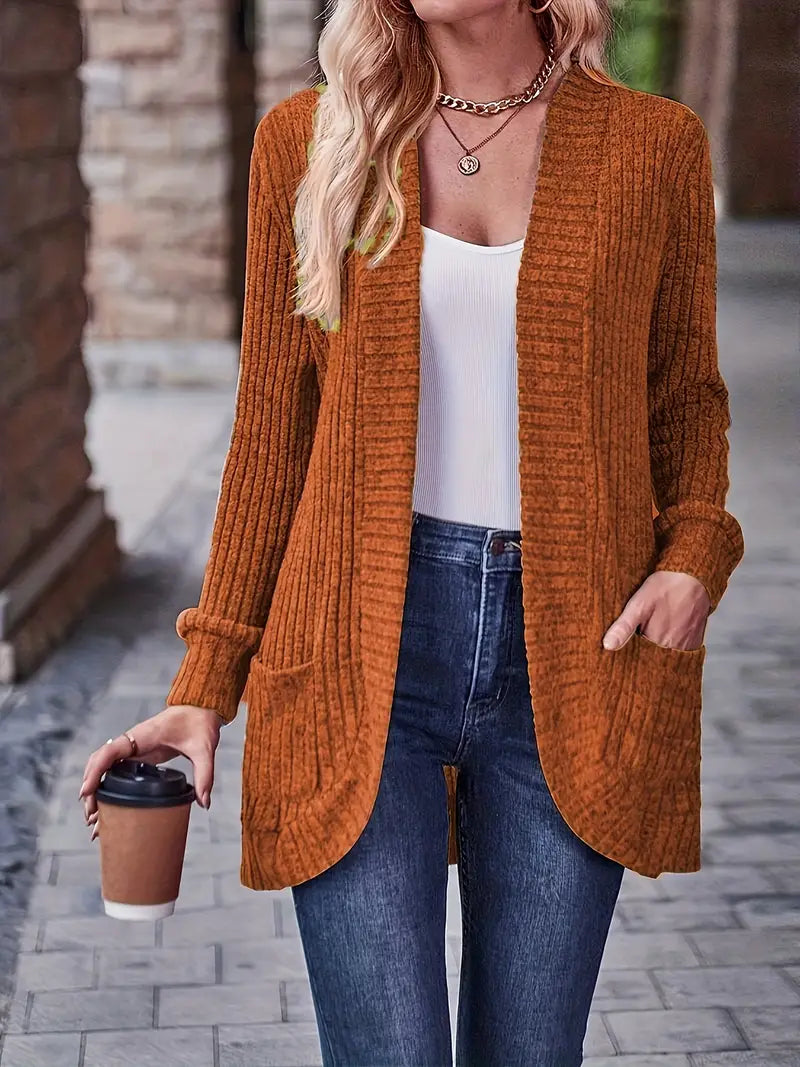 Damen Strickjacke in lockerer Passform zum Layern in Mandarine