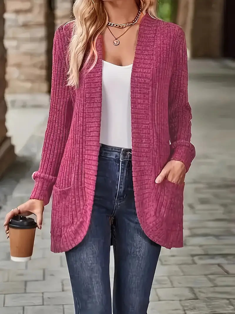 Damen Strickjacke in lockerer Passform zum Layern in Rosa