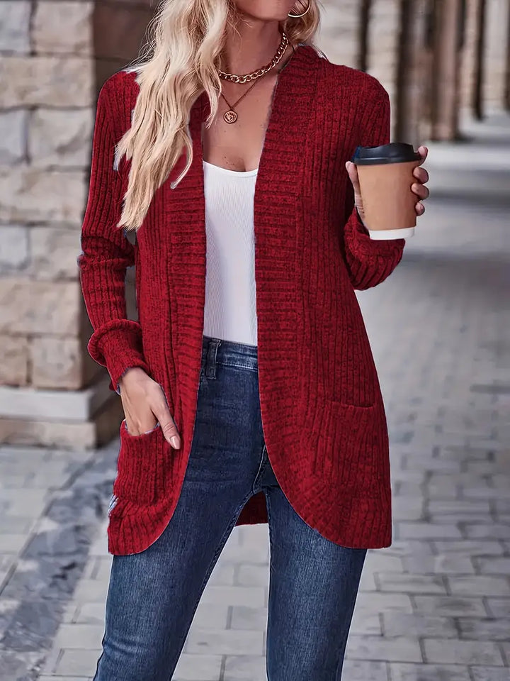 Damen Strickjacke in lockerer Passform zum Layern in Rot