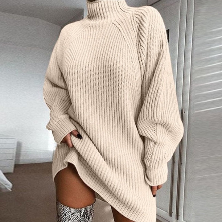 Damen Strickjacke Kurz mit Rollkragen in Beige