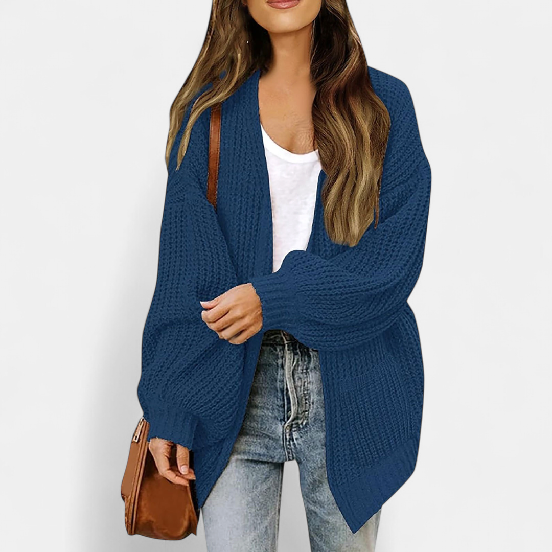 Damen Strickjacke lang im Oversize-Schnitt in Dunkelblau