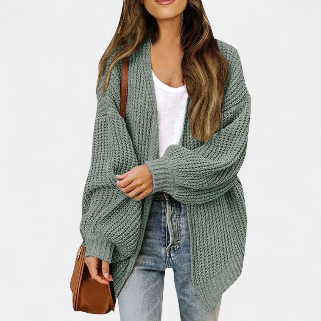 Damen Strickjacke lang im Oversize-Schnitt in Hellgrün