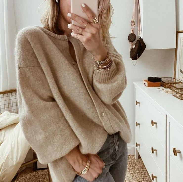 Damen Strickjacke lang in Wolloptik (2)