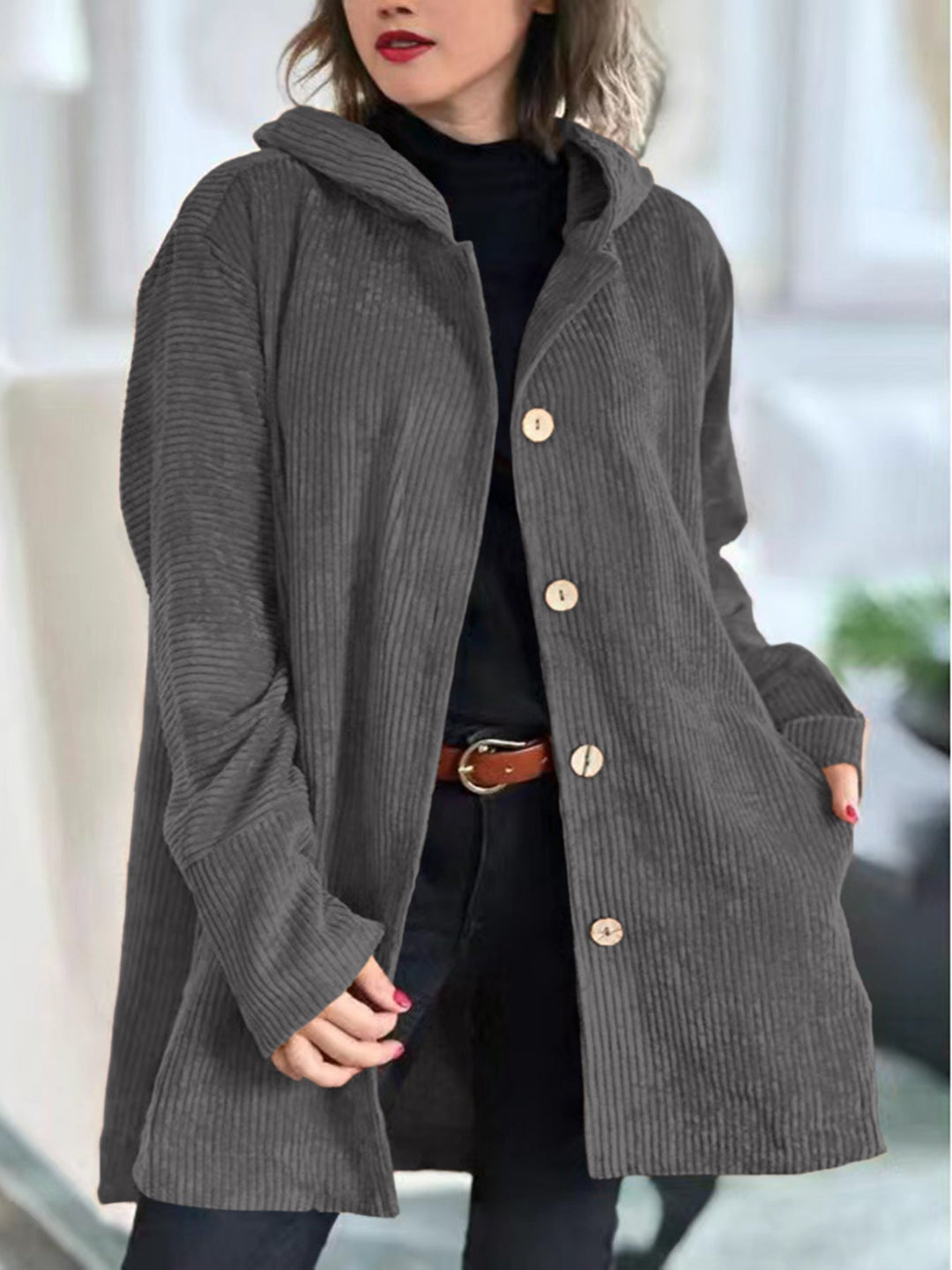 Damen Strickjacke Langform zum Layering in Grau