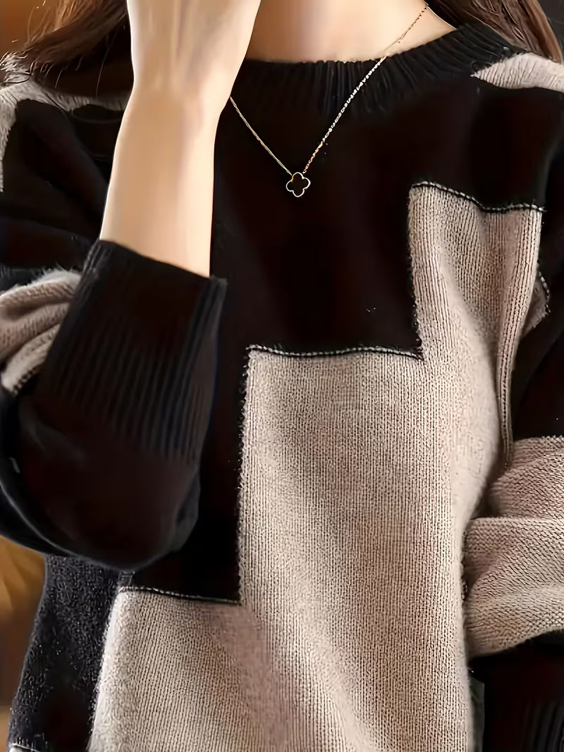 Damen Strickjacke mit grafischen Farbblöcken (2)