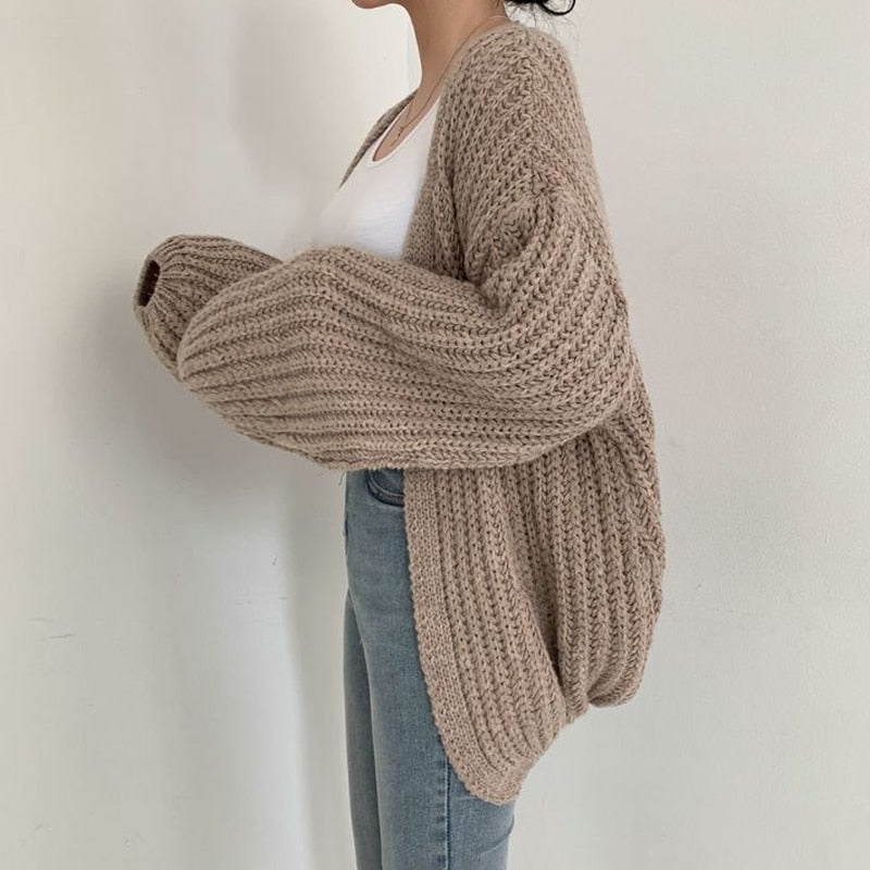 Damen Strickjacke mit Grobstrick für den Herbst (3)