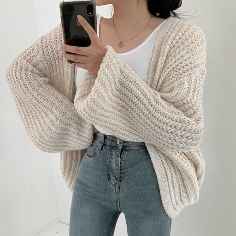 Damen Strickjacke mit Grobstrick für den Herbst (5)