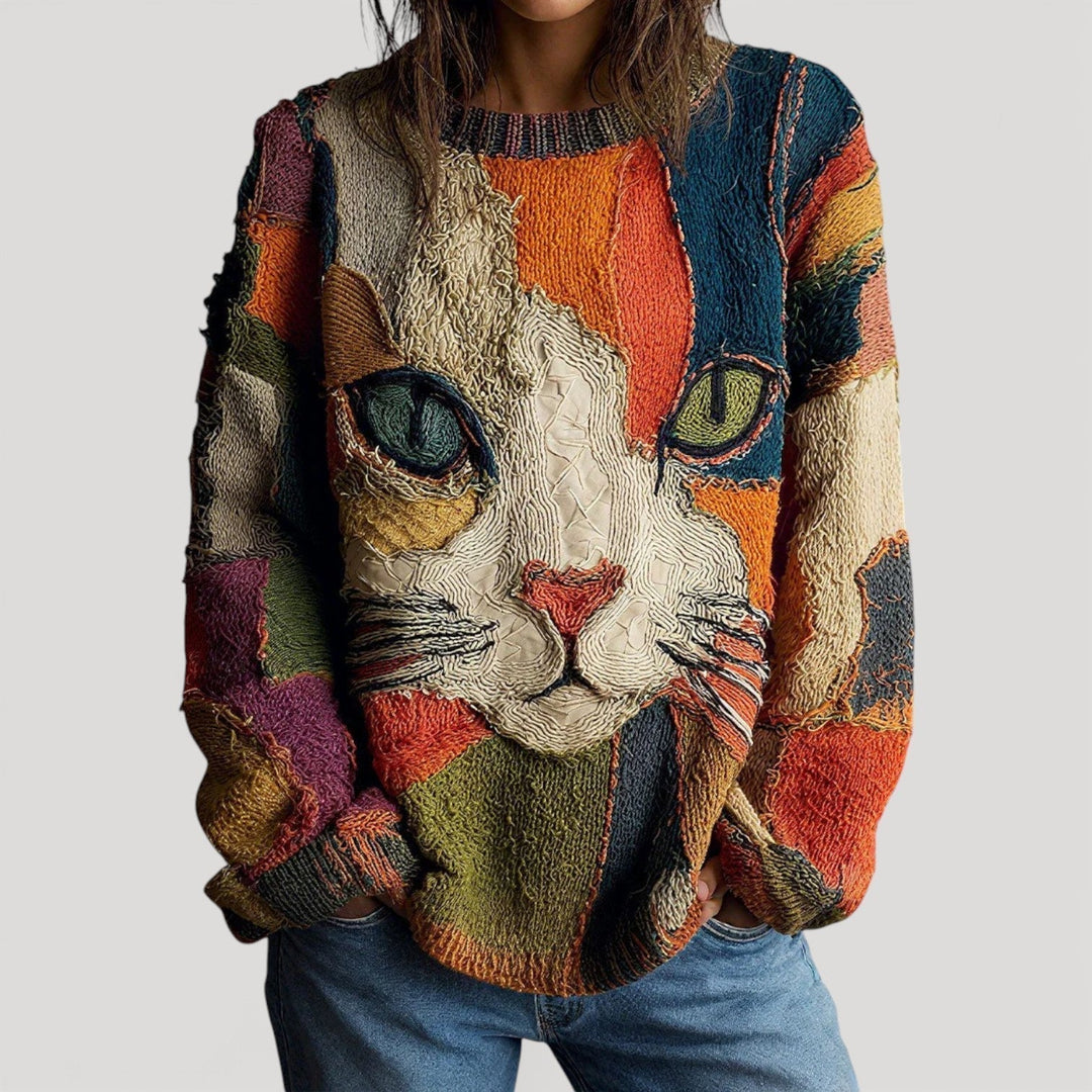 Damen Strickjacke mit Kunstdesign und Komfort in Mehrfarbig
