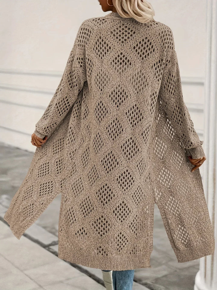 Damen Strickjacke mit Lochstrick für Übergangstage (5)