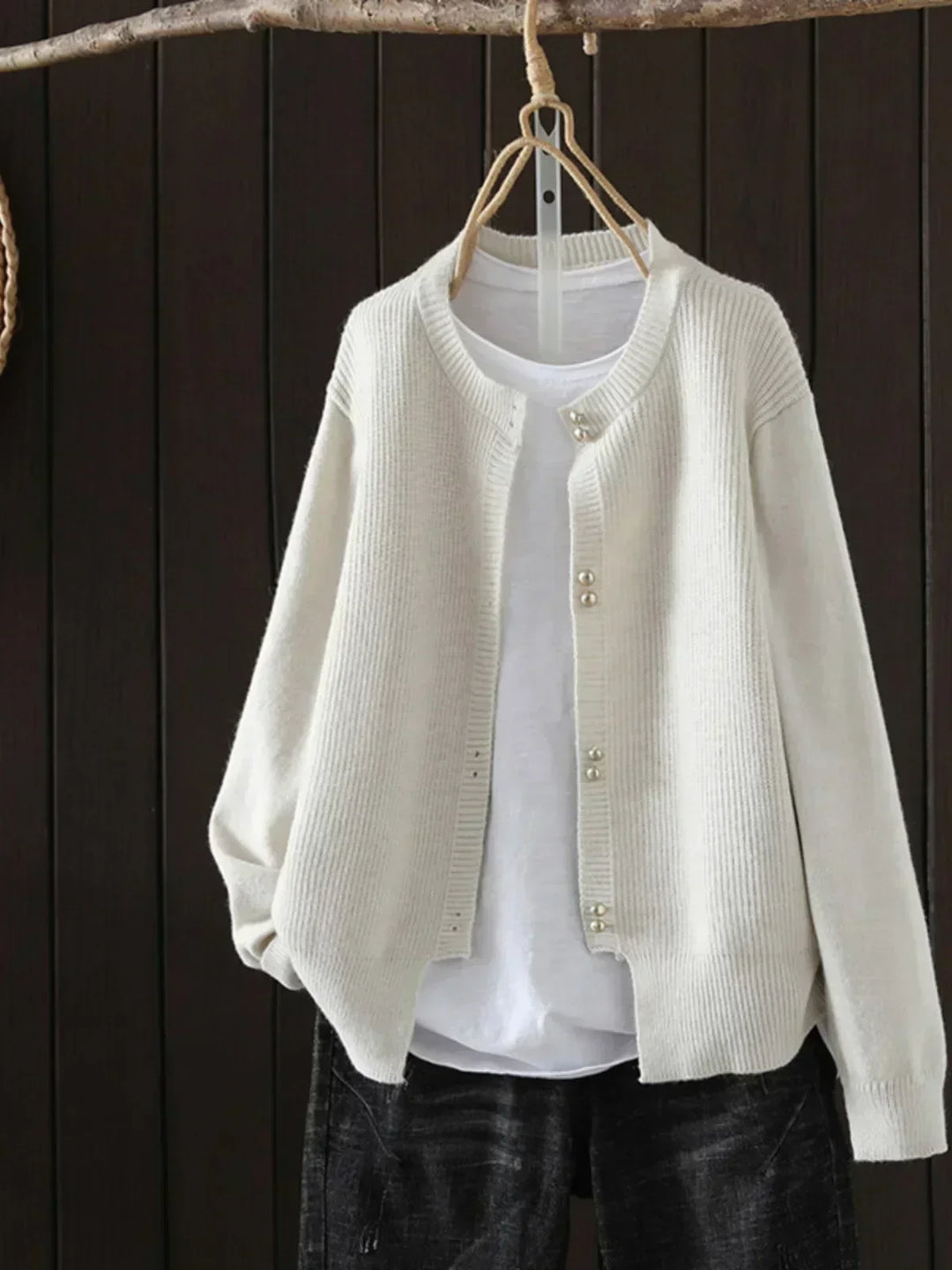 Damen Strickjacke mit lockerer Passform für Herbst in Beige