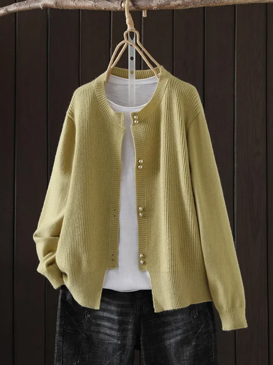 Damen Strickjacke mit lockerer Passform für Herbst in Gelb