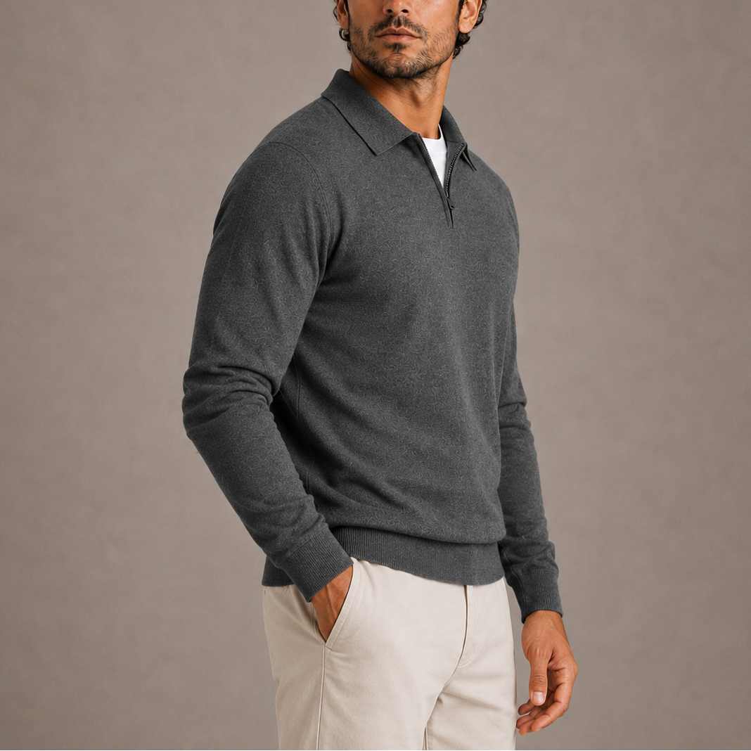 Damen Strickjacke mit Polokragen und Reißverschluss (2)
