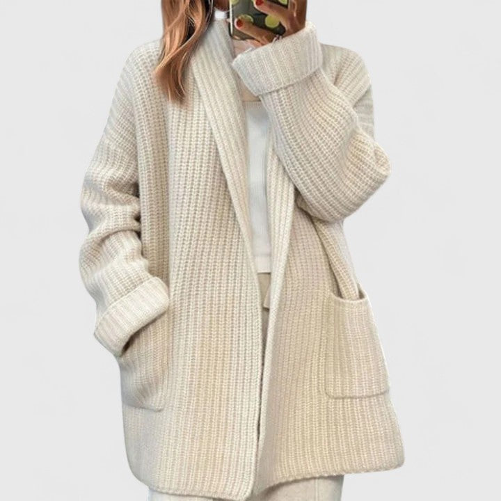 Damen Strickjacke mit Rippenstrick für Herbst (4)