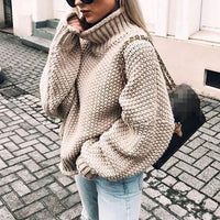 Carla | Damen Strickjacke mit Rollkragen für Winter