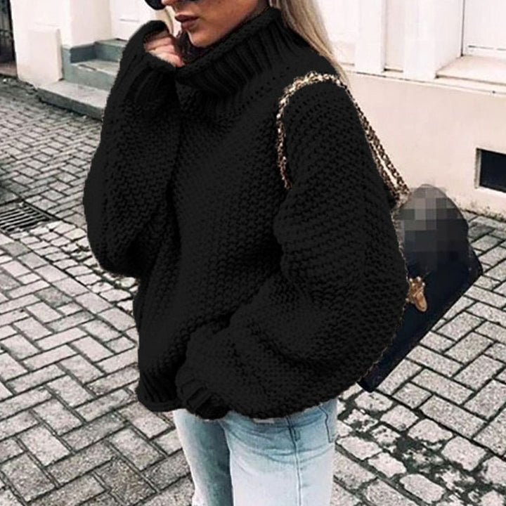 Damen Strickjacke mit Rollkragen für Winter in Schwarz