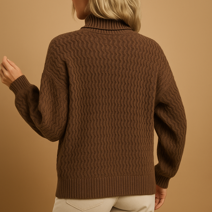 Damen Strickjacke mit Rollkragen und Langarm (3)