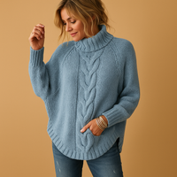 Mila | Damen Strickjacke mit Rollkragen und Longline-Schnitt