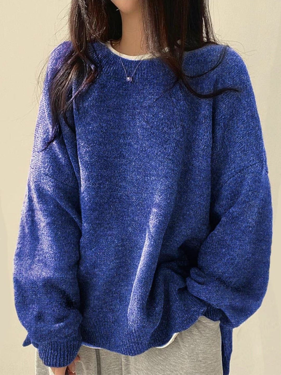 Damen Strickjacke mit Schlitzen und breitem Schnitt in Blau