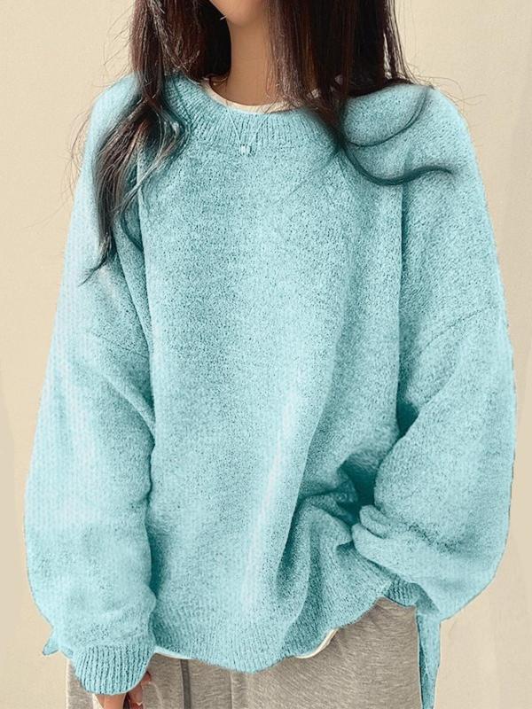 Damen Strickjacke mit Schlitzen und breitem Schnitt in Petrol