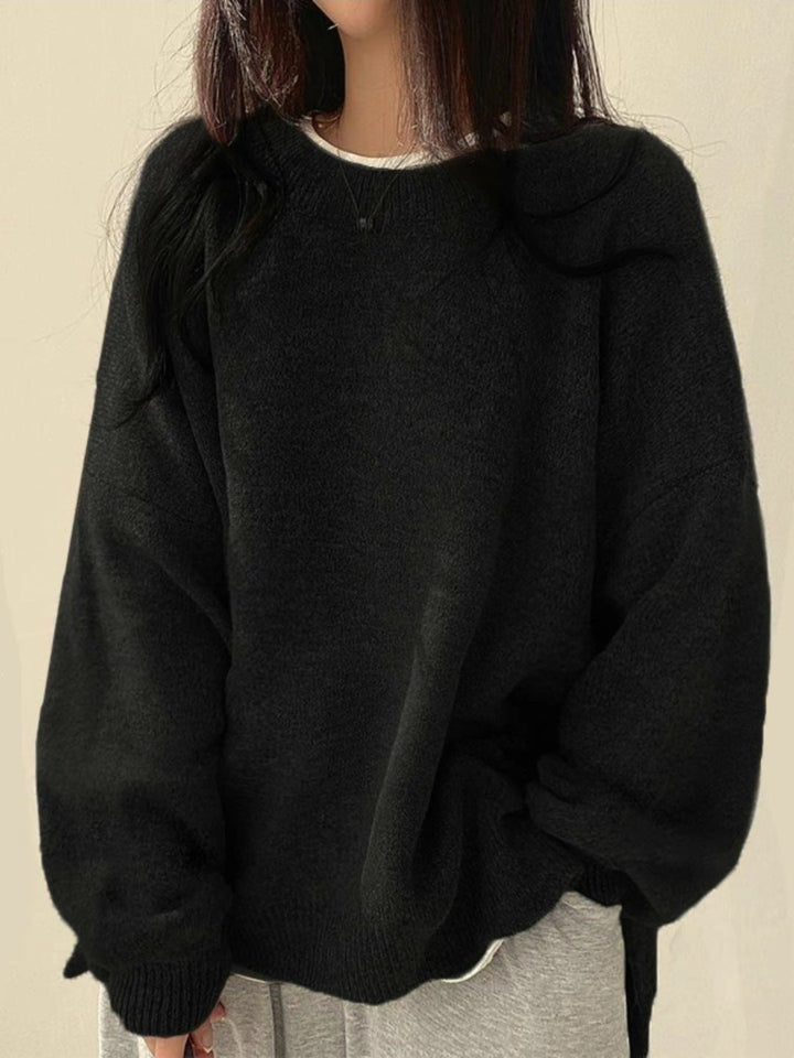 Damen Strickjacke mit Schlitzen und breitem Schnitt in Schwarz