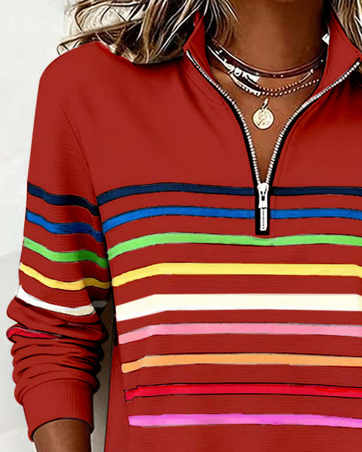 Damen Strickjacke mit Streifenbändern und Reißverschluss (11)