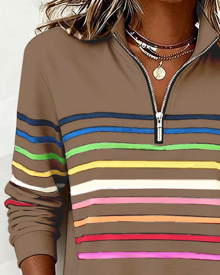 Damen Strickjacke mit Streifenbändern und Reißverschluss (14)