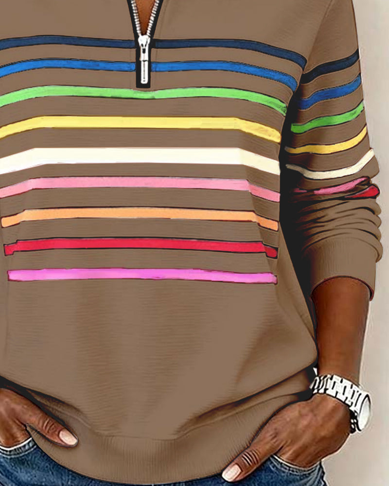 Damen Strickjacke mit Streifenbändern und Reißverschluss (15)
